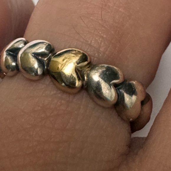 Genuine Pandora Silver & 14k Gold Two Tone Ring Heart Size 5 - Picture 3 of 3